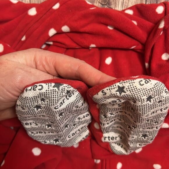 Carter’s 4T Christmas Footed Pajamas Red Polka Dot Reindeer Zipper - Picture 8 of 10